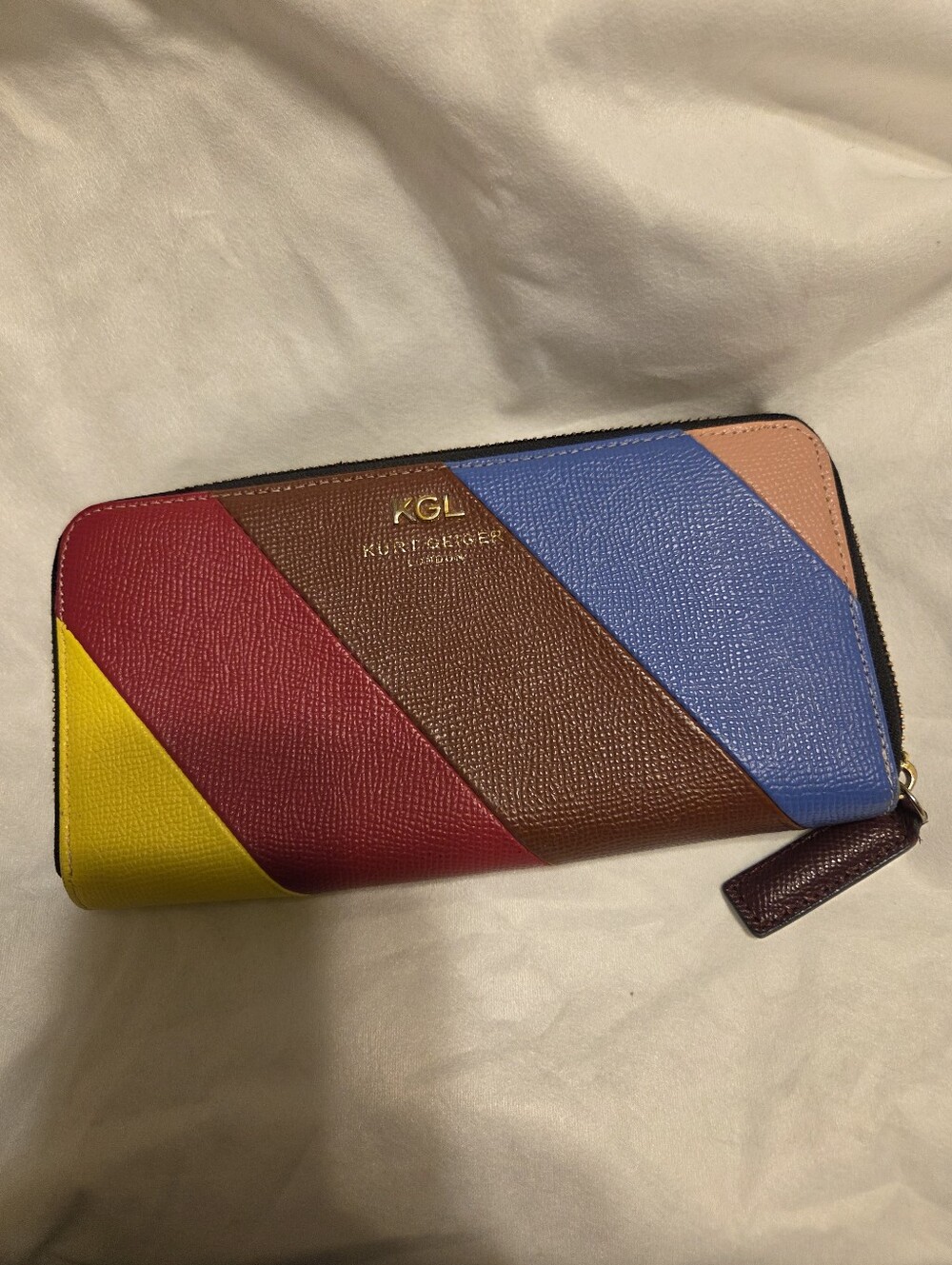 Kurt Geiger Colorblock Leather Zip Wallet - Multicolor Like New